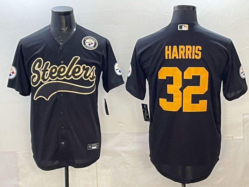 Men 2025 Pittsburgh Steelers #32 Harris black 3th generation Joint Name Nike Limited NFL Jersey style 08